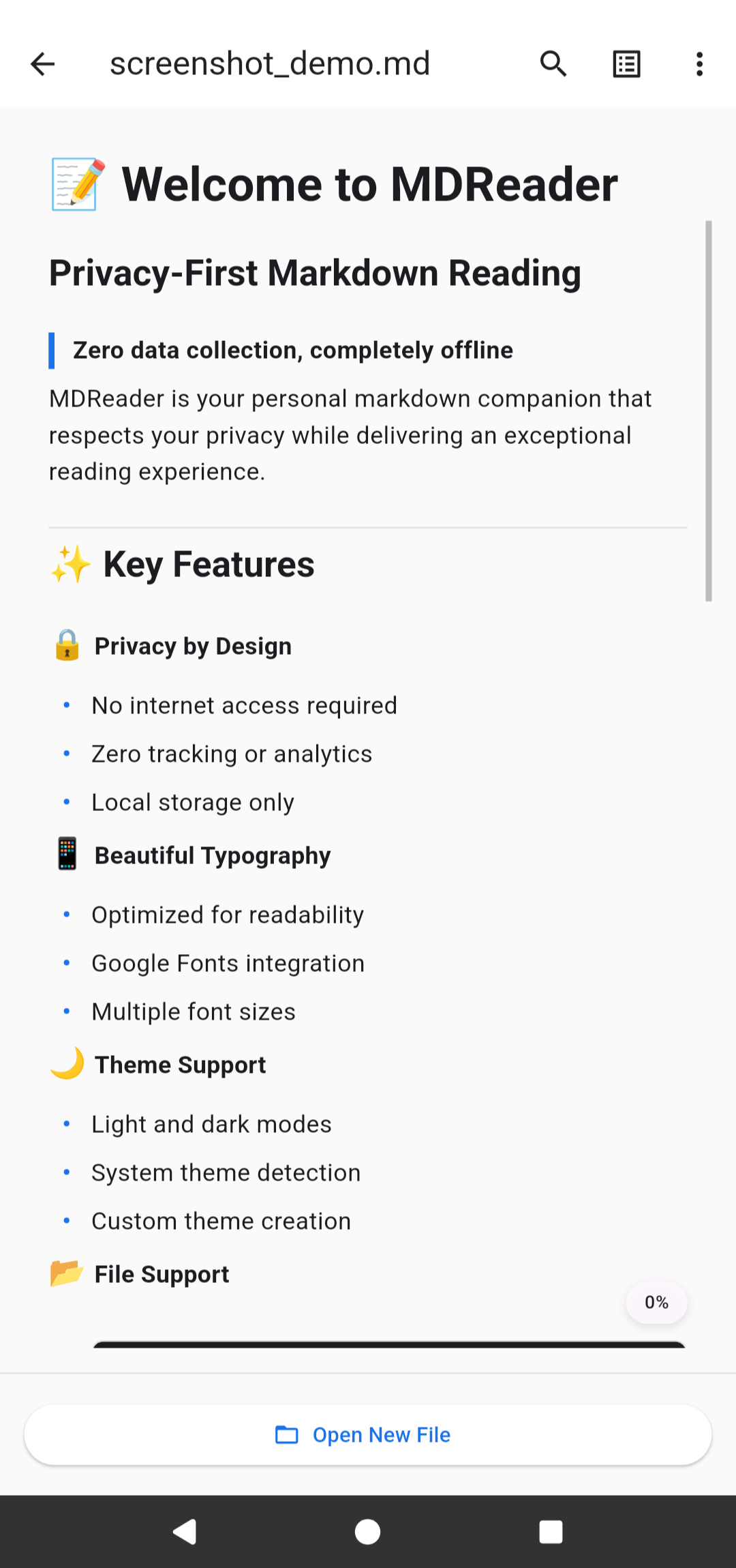 MDReader Reading Interface